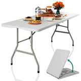 YITAHOME Heavy-Duty 6ft Folding Table with Handle, Portable Rectangle Folding Table for Easy Storage, Ideal for Outdoors Camping, Picnics, Parties & Indoor Events, White YITAHOME