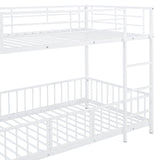 Bellemave Twin Over Twin Bunk Bed with Slide and Ladder, Metal Bunk Bed for Kids, Girls, Boys, Removable Fence, Low Bunk Bed with Slide, with Door, White Bellemave