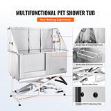 VEVOR 50" Pet Dog Bathing Station Electric Height Adjustment, Professional Stainless Steel Dog Grooming Tub w/Soap Box, Faucet,Rich Accessory,Bathtub for Multiple Pets, Washing Sink for Home(Left) VEVOR
