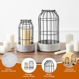 2 Pcs Decorative Candle Lantern, Farmhouse Table Lanterns for Home Decor, Rustic Table Centerpieces for Dining Room, Fireplace Mantle Kitchen Decoration Ubamdom