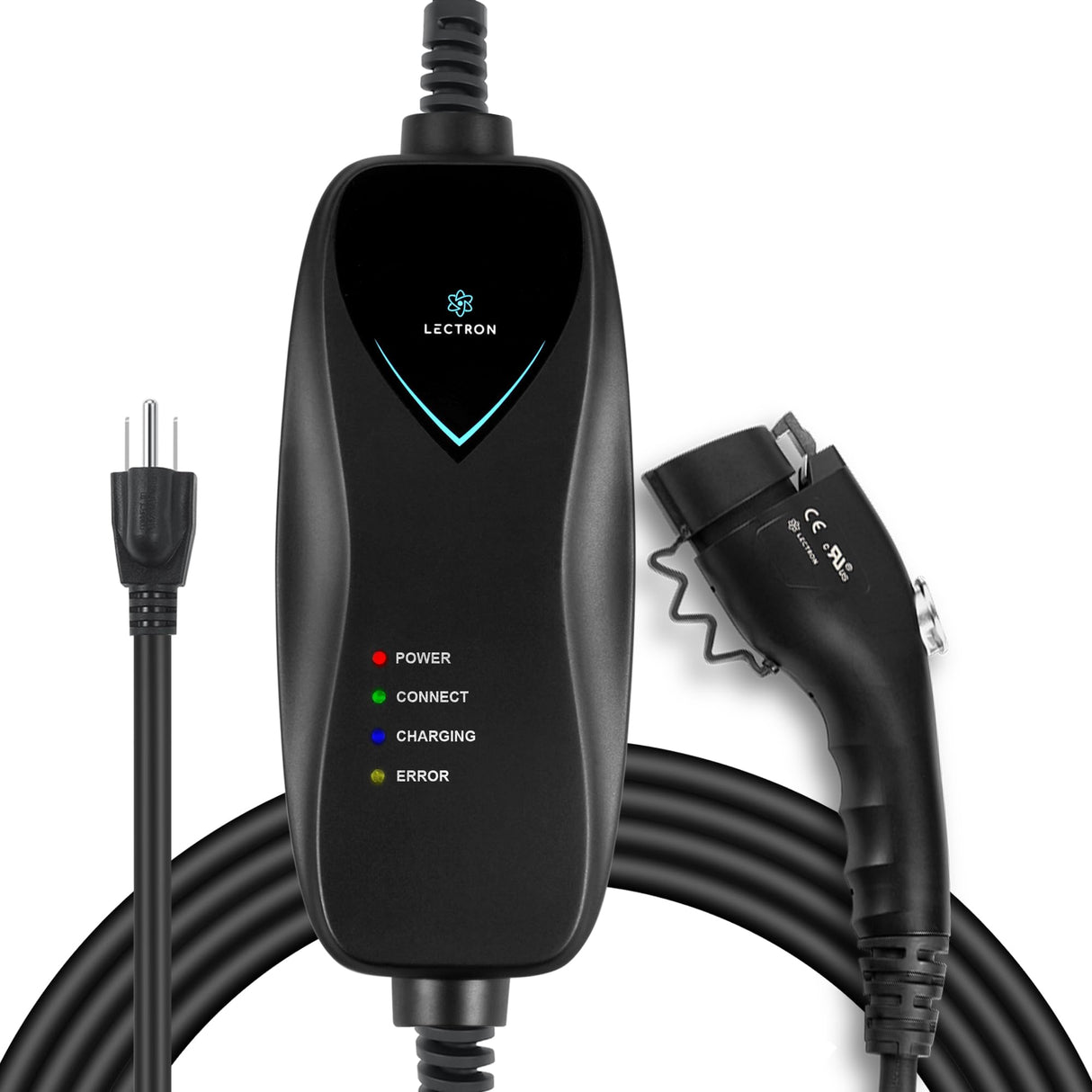 Lectron Level 1 EV Charger - ETL Certified, 110V, 15 Amp, 16 ft Extension Cord & J1772 Cable - Portable Electric Car Charger for J1772 EVs with NEMA 5-15 Plug Lectron