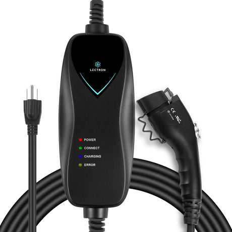Lectron Level 1 EV Charger - ETL Certified, 110V, 15 Amp, 16 ft Extension Cord & J1772 Cable - Portable Electric Car Charger for J1772 EVs with NEMA 5-15 Plug Lectron