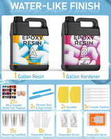 INCLY 1.5 Gallon Crystal Clear Epoxy Resin Kit with 24 Colors Mica Powder & Silicone Tools, Bubbles Free Epoxy Resin Supplies, Casting & Coating for Jewelry Making, Craft Tabletop, Art Painting, Molds INCLY