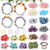 FREEBLOSS 16 Set Flower Crowns Making Kit Make Your Own Flower Crown Wreath Headbands Handmade Hair Accessories DIY Floral Crown Garland Kit FREEBLOSS
