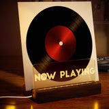 Cociat Lighting Now Playing Vinyl Record Stand, Wooden Rack with Acrylic Panel Cociat