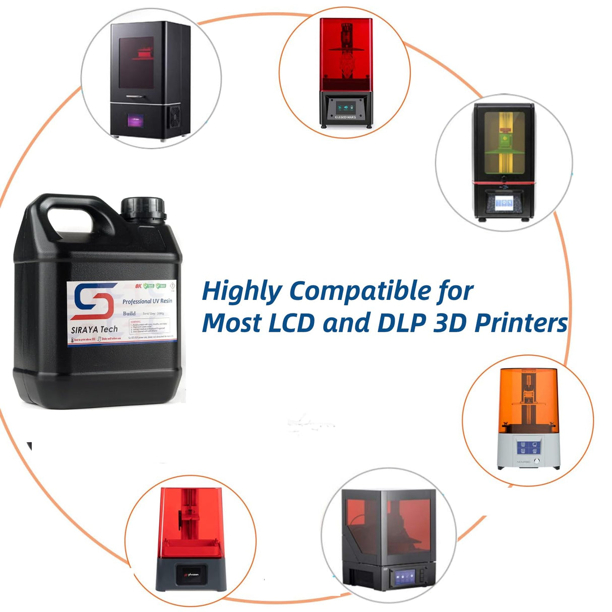 Siraya Tech 2kg Build 3D Printer Resin - High Resolution, Non-Brittle, Tappable Engineering Resin - Ideal for LCD DLP 3D Printing 8K Capable (Sonic Grey, 2kg) Siraya Tech