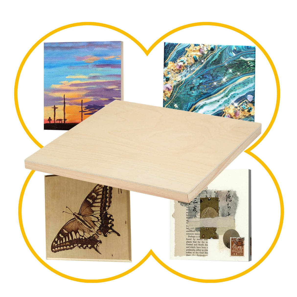 Falling in Art 2 Pack Unfinished Wooden Canvas Panels, 9x12 Gallery Birch Wood Panels Kit, 1 1/2" Deep Art Cradle Boards for Acrylic Painting, Pouring and Burning Falling in Art