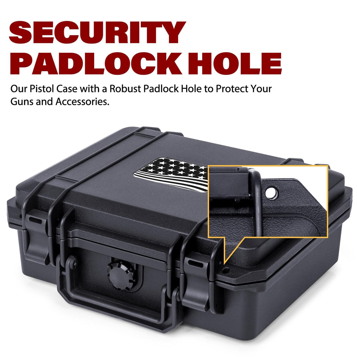 MewVeer Pistol Case for Handgun, Hard Gun Cases, TSA-Approved Waterproof & Shockproof Travel Pistols Box with Pre-Diced Foam for 9mm Gun and Accessories MewVeer