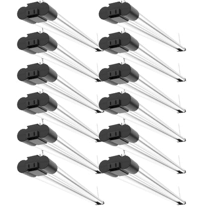 Sunco 12 Pack Linkable LED Utility Shop Light, 4500 LM, 5000K Daylight, 4 FT, 48 Inch Integrated Fixture for Garage, 40W Equivalent 150W, Surface + Suspension Mount, Black - WoodArtSupply