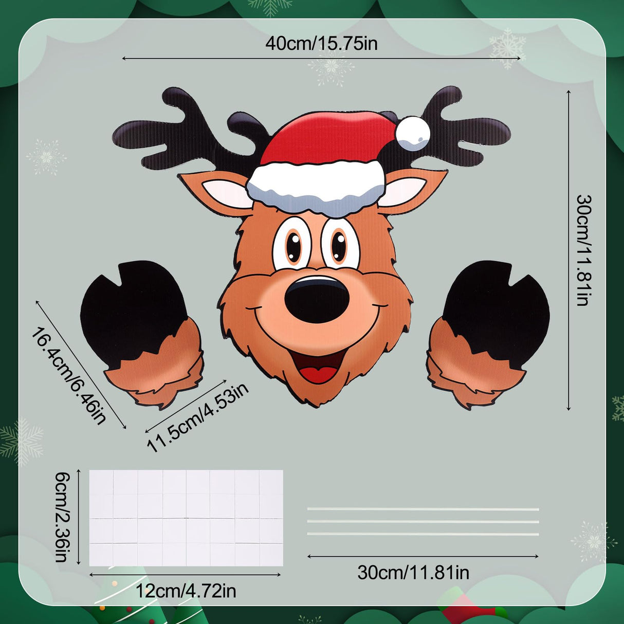 Christmas Fence Peeker Decoration, Over The Fence Holiday Outdoor Yard Reindeer Peeker for Garden Fence PEUTIER