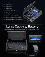 TOPMEDA Large Biometric Gun Safe fits 4 Pistols, 100 Sets of Fingerprint Handgun Safe with Internal Light & Silent Mode, Gun Lock Box for Home Bedroom Bedside Nightstand and Car TOPMEDA