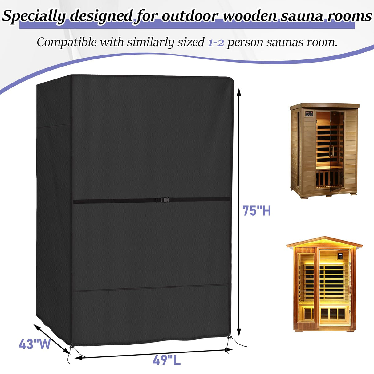 Agustone Wood Sauna Cover,2 Person Sauna Cover Outdoor Dry Sauna Cover for Home Infrared Sauna Room Cover Dynamic Sunlighten Sauna Cover Agustone