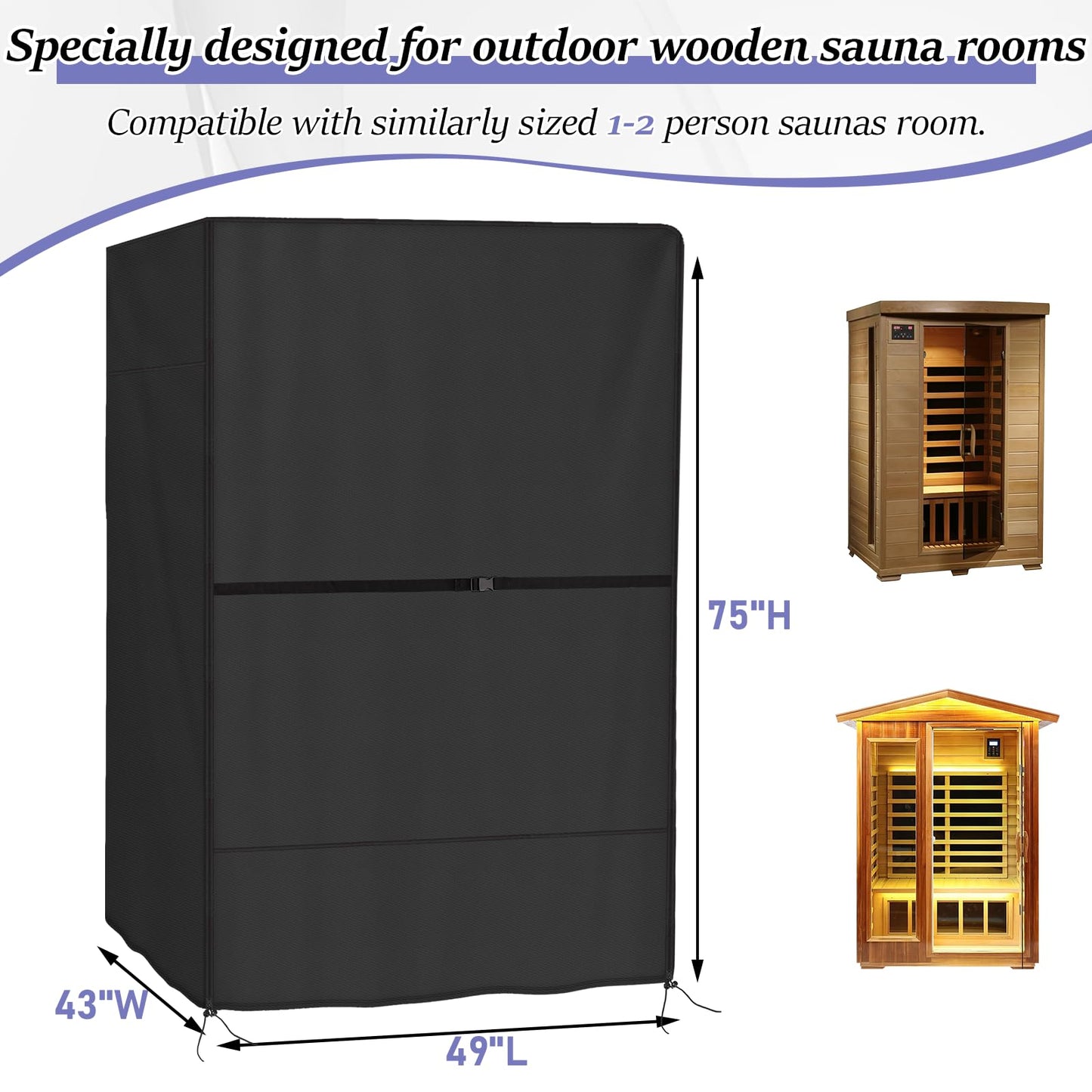 Agustone Wood Sauna Cover,2 Person Sauna Cover Outdoor Dry Sauna Cover for Home Infrared Sauna Room Cover Dynamic Sunlighten Sauna Cover