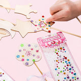 Frcctre 36 Pieces Princess Fairy Wands Kit Make Your Own Princess Wands DIY Art Craft Magical Wand Include 36 Pcs 6 Styles Unfinished Wooden Princess Wand 36 Pcs Ribbons 3 Pcs Gem Stickers Frcctre