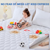 MUXHOMO King Size Mattress Protector, 100% Waterproof Quilted Mattress Cover King Size Bed, Noiseless Soft & Cooling Mattress Pad Cover, Deep Pocket 6"-21", White MUXHOMO