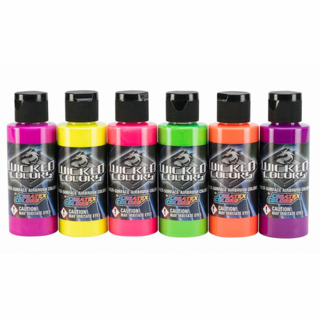 Createx Wicked Color Airbrush Paint: 6-Color Set, Fluorescent Createx