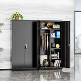 INTERGREAT Metal Wardrobe Closet, 72" Black Locking Storage Wardrobe Cabinet with Doors and Shelves, Tall Steel Clothes Storage for Office, Home, School, Gym INTERGREAT