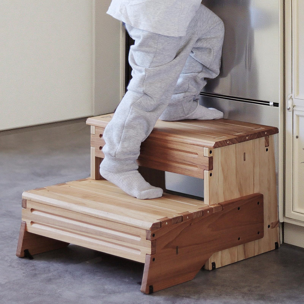 unununu 16" Wooden Two Step Stool for Adult & Kid, Wider, Deeper & Safer Bedside Steps, Anti-Slip. Riser 2-Step Spa & Hot Tub Stairs for Pool, Heavy Duty for Kitchen, Bathroom, Closet, High Bed Step unununu