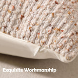 DEZENE Striped Throw Pillow Covers 18x18 Set of 2 Beige Textured Boucle Chic Morden Boho Accent Farmhouse Square Decorative Couch Pillow Covers for Home Decor Bed Sofa Living Room DEZENE