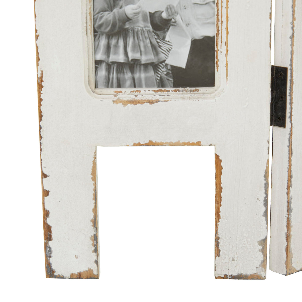 Deco 79 Wooden Partition Room Divider Screen Hinged Foldable Partition 3 Panel Privacy Screen with 15 Photo Slots, Room Partition 27" x 1" x 51", White Deco 79