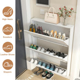 LUCYPAL Shoe Storage Cabinet with 3 Flip Drawers,Metal Wall Shoe Cabinet Storage for Entryway,Hidden Shoe Rack,Narrow Slim Shoe Organizer for Hallway, Bedroom, Apartment,White 43" H*31.5" W*6" D LUCYPAL