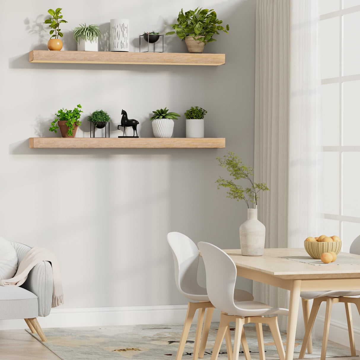 ROOMTEC Fireplace Mantel,60" Wood Floating Fireplace Shelves,Wall Mounted Wooden Display Shelving,Handcrafted Wood Brack,Natural Mantels Over Fireplace | 60" x 8" x 3"-Aged Oak ROOMTEC