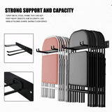 Garage Tool Organizer Wall Mount, 2Pack Folding Chair Storage Rack, Heavy Duty Garden Tool Holder for Hanging Shovel Rake Broom Ladder SAMRELAX
