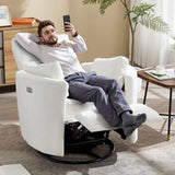 Power Recliner Swivel Glider Rocker Recliner Chair Nursery Rocking Chair Upholstered Adult Rocking Chair with 2 Pillows for Living Room Bedroom(White, Power-Driven) choairy