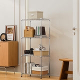 M MZG 1000 lbs 4Tier Shelf Metal Storage Shelves Wire Rack Closet Organizers with Wheel for Garage Kitchen Bathroom Laundry Chrome 13.7" D x 23.6" W x 53.4" H M MZG