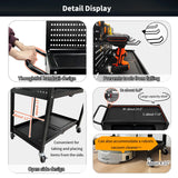 Lumizone 3-Tier Foldable Rolling Tool Cart with Wheels, Utility Cart with Pegboard for Garage Organizer and Tool Storage, Power Tool Storage Cart on Wheels (Tool Cart) lumizone