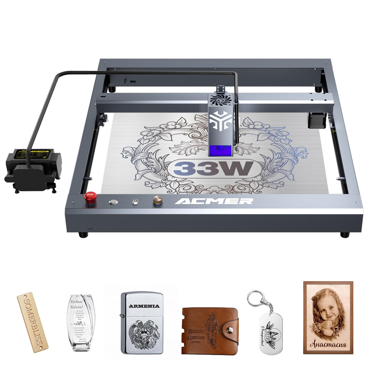 ACMER P2 Laser Engraver, 33W Output Laser Cutter, Laser Engraving Machine, CNC Laser Cutter and Engraver Machine Class 4 for Stainless Steel, Wood, Metal, Acrylic, Leather (P2 Laser 33W) ACMER