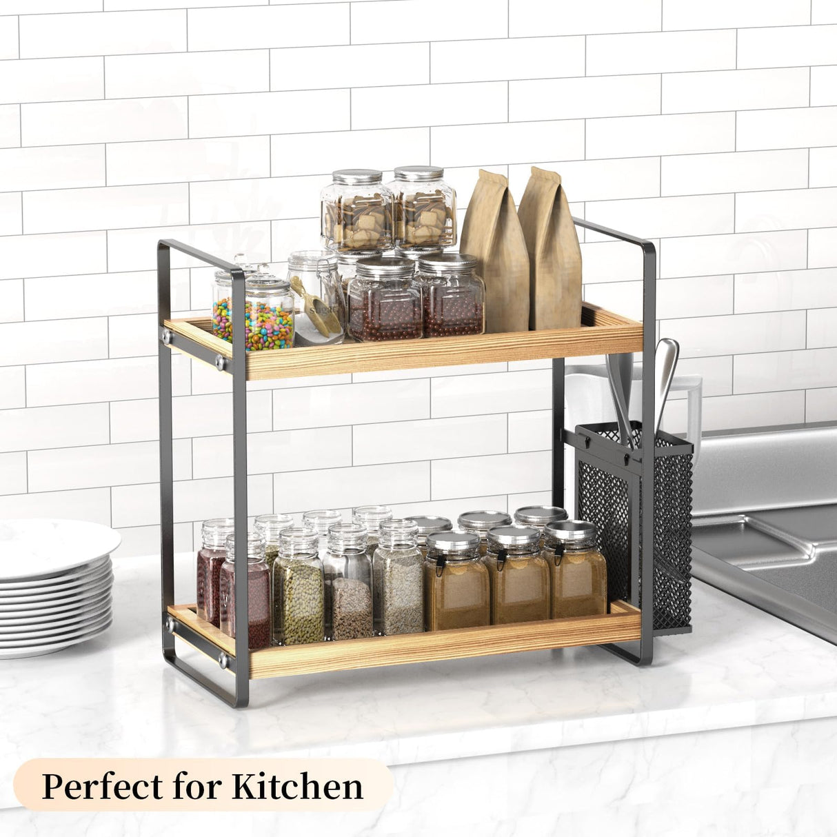 LEMIKKLE Bathroom Counter Organizer with Basket, Bathroom Organizers and Storage,Skincare Organizers for Vanity,Storage Organizers for Bathroom, Kitchen, Dresser LEMIKKLE