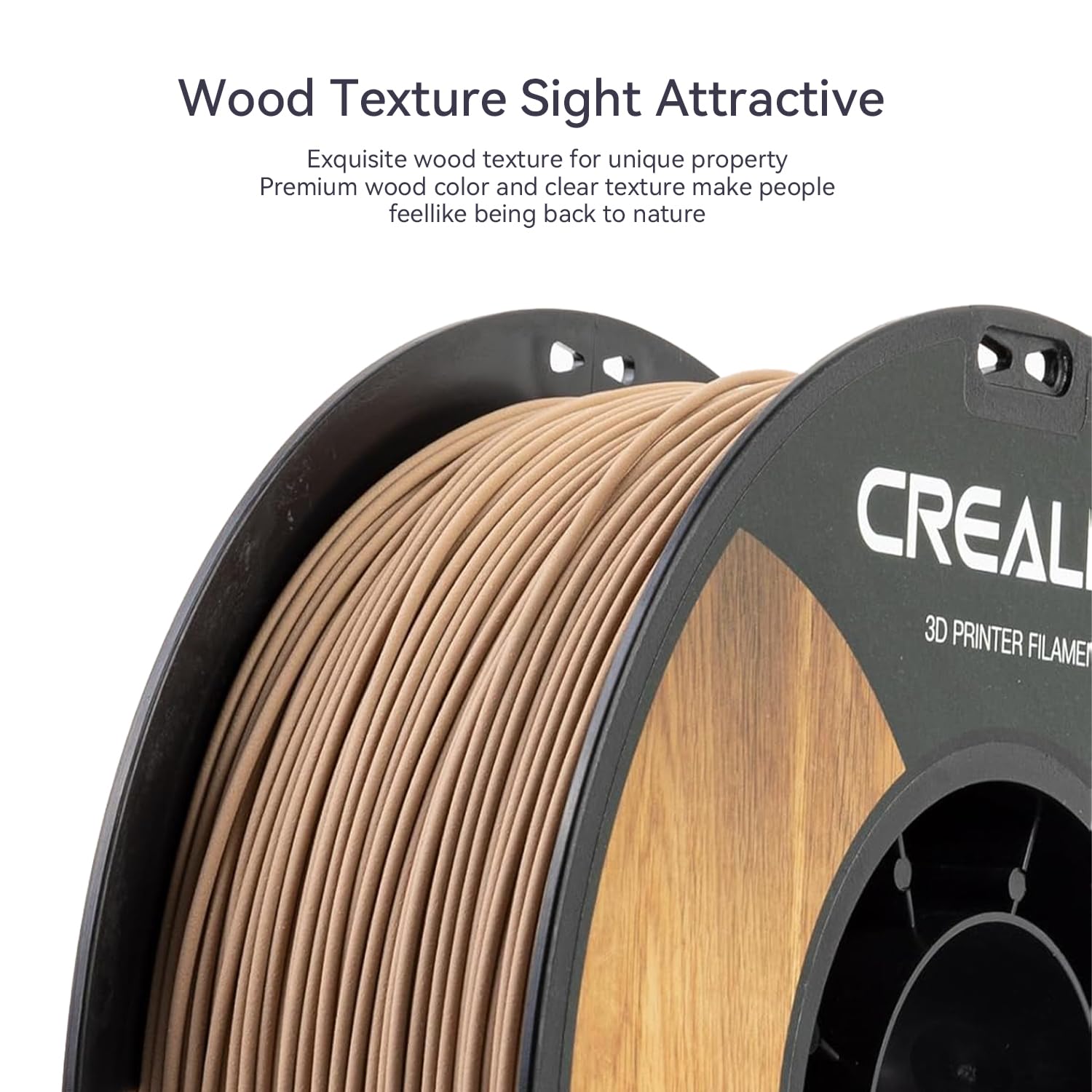 Official Creality Wood Filament PLA, Wood PLA 3D Printer Filament 1.75 mm, More Than 30% Real Wood, Smooth Silk Texture, Toughness, 1kg(2.2lbs)/Spool 3D Printing Filament, for All FDM Printer - WoodArtSupply