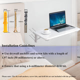 TEAMIX Wall Mounted Desk, White Folding Desk for Small Spaces Floating Shelf Organizer with Heavy-Duty Brackets for Home Office TEAMIX