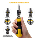 SHARDEN Ratcheting Screwdriver Multi Bit Screw Driver 13-in-1 Tool Ratchet Screwdriver Set Flat Head/Square/Torx/Hex/Phillips Screwdriver, 180 Degree Pivoting Adjustable Angle Magnetic Screwdriver Sharden