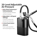 Crpen Airbrush Kit with Compressor 50PSI High Pressure Air Brush Set Non-Clogging Airbrush Gun Cordless Rechargeable Airbrush Kit for Painting,Nail Art,Barber,Makeup,Cake Decor (Black) crpen