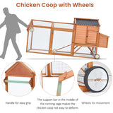 U-MAX 95“ Chicken Coop with Wheels, Wooden Chicken Tractor Hen House with Run, Nesting Boxes, Ramps, Removable Tray, Natural Wood U-MAX