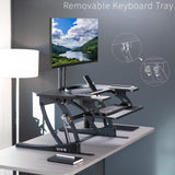 VIVO 32 inch Height Adjustable Stand Up Desk Converter, V Series, Quick Sit to Stand Tabletop Dual Monitor Riser Workstation, Black, DESK-V000VS VIVO