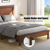KOMFOTT Mid Century Solid Wood Full Bed Frame with Headboard & Slatted Mattress Support KOMFOTT