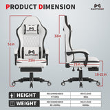 Gamtimer Gaming Chair, Computer Office Chair with Footrest, 155° Reclining Chair, Ergonomic High Back Computer Chair with Headrest and Lumbar Support for Adults and Kids（Black+White） Gamtimer