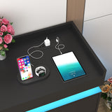 9 Drawer Dresser with LED Light and Charging Station, 63" Modern Chest of Drawers for Closet, Wide Drawer Organizer Cabinet for Bedroom, Living Room, Entryway, Hallway, Black Hlivelood