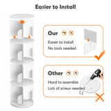 upsimples Rotating Bookshelf, 360° Display Corner Shelf for Book, 4 Tier Floor Standing Spinning Bookcase, Narrow Storage Rack for Kids Room, Bedroom, Living Room, White upsimples