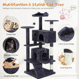 Sweetcrispy 54-Inch Cat Tree Tower – Multi-Level with Sisal Scratching Post, Perfect Pet Gift, Indoor Condo with Climbing Ladder, Plush Toy, and More Animal Stuff, Grey Sweetcrispy