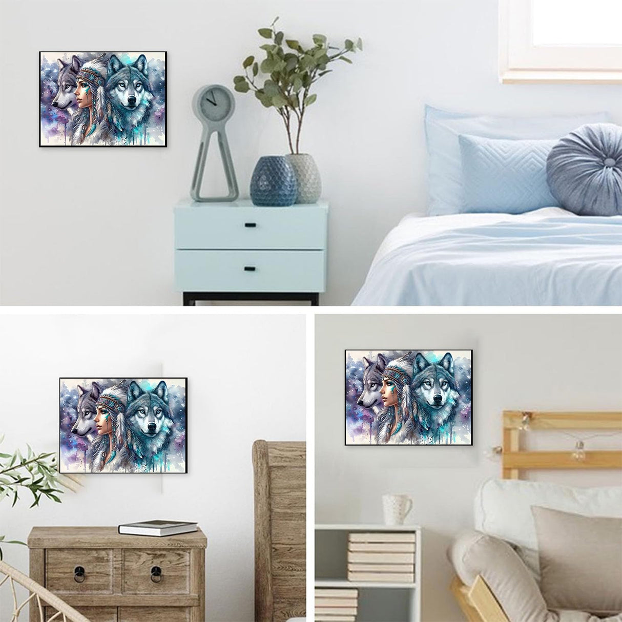 ajepon Wolf Diamond Art Kit - 5D Diamond Painting for Adults, Wolf Adult Diamond Painting Kits, Gem Art Kits for Wall Home Decor Arts Craft 12x16inch ajepon