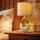 OYEARS 19” Boho Table Lamps Bedroom Living Room,Suitable for Small Space,Farmhouse Rattan Lamp Rustic Egg Design Resin Nightstand Bedside Lamps for Bedroom Living Room Office Study Rest Decor OYEARS