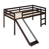 Harper & Bright Designs Twin Size Low Loft Bed with Slide in Espresso Harper & Bright Designs
