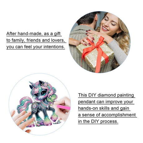 JISHSHAY Diamond Painting Pendant 5D DIY Unicorn Diamond Art Wind Chime Special Shaped Crystal Crystal Suncatcher Garden Wind Chimes Wind Chimes Outdoor Garden Diamond Art Keyrings Garden Chimes JISHSHAY