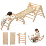 Pikler Triangle Set, Foldable Climbing Play Gym with Arch, Ramp, and Climbing Triangle, Wodden Toddler Climbing Toys Indoor, Montessori Learning Toy for Kids 2-12 Years OLLIKIVI