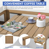 Soleil Jardin 4 Piece Acacia Wood Patio Furniture L-Shaped Outdoor Sectional Sofa Set with Coffee Table, FSC Certified Conversation Set with Built-in Side Table and Cream White Cushions for Garden Soleil Jardin