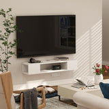 GHC Floating TV Stand, Wall Mounted Entertainment Center and Cabinet Shelf, Media Console for DVD Player, Space-Saving Under TV Shelf for Bedroom, Living Room (White) GHC